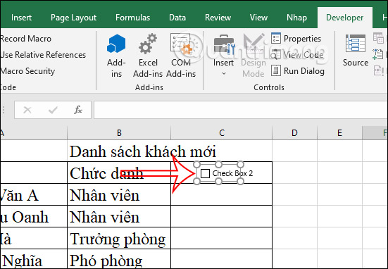 Tạo ô checkbox