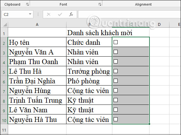 Chèn ô checkbox tự động