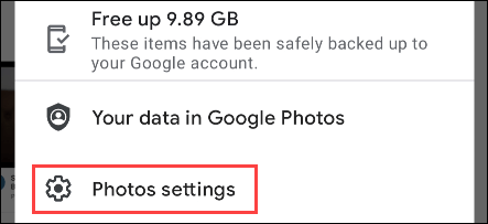 Bấm vào mục “Photos Settings”