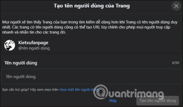 Nhập tên người dùng