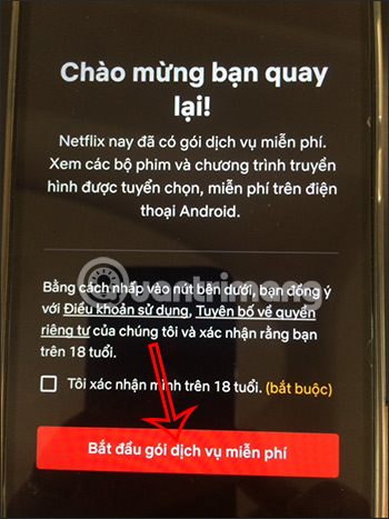 Xác nhận trên 18 tuổi trên Netflix