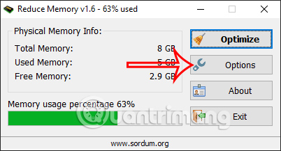 Tùy chỉnh phần mềm Reduce Memory