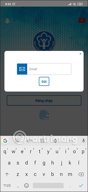 Nhập email lấy lại mật khẩu VssID