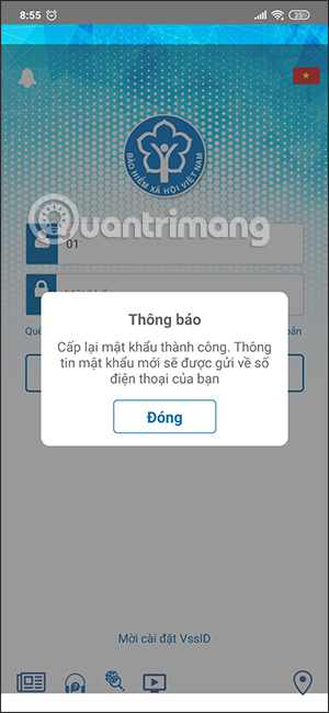 Thông báo mật khẩu mới từ BHXH Việt Nam