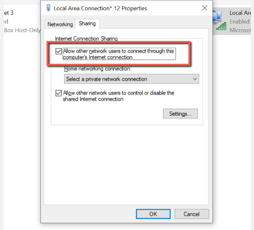 Chọn tùy chọn có nội dung Allow other network users to connect through this computer’s Internet connection
