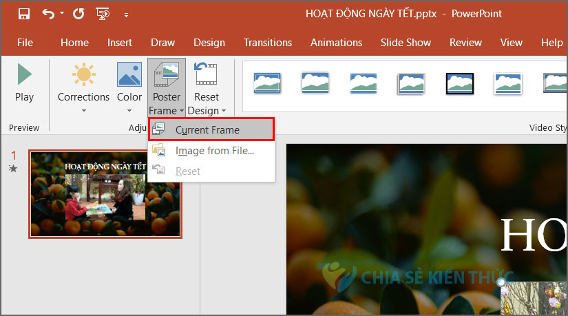 Chọn Current Frame video PowerPoint