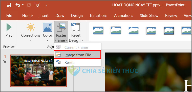Chọn ảnh preview video PowerPoint