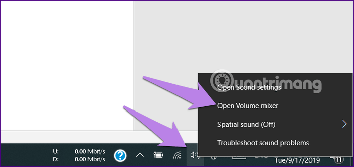 Chọn Open Volume mixer