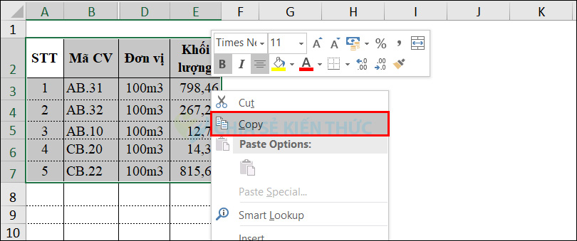 Hoán chuyển dòng thành cột trong Excel