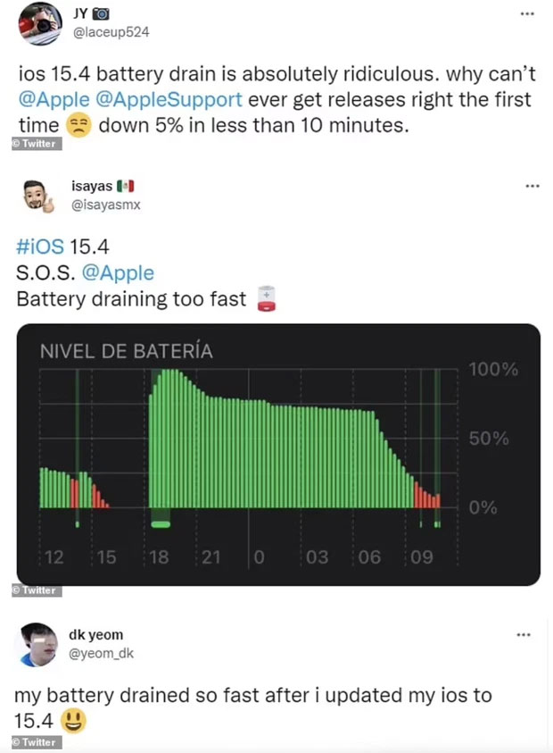 Người dùng phàn nàn vì iPhone nhanh hao pin sau khi cập nhật iOS 15.4.