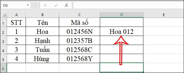Kết hợp dữ liệu trong Excel