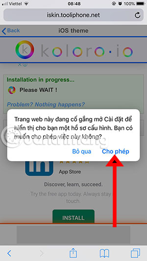 Cho phép cài đặt bộ icon mới