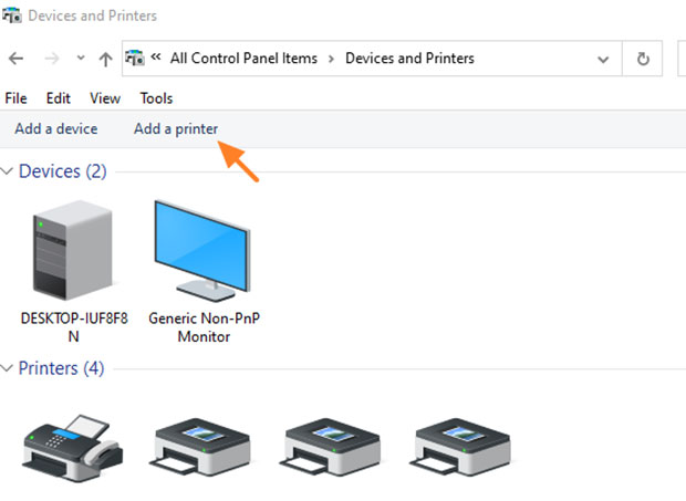 Nhấp vào Add a printer