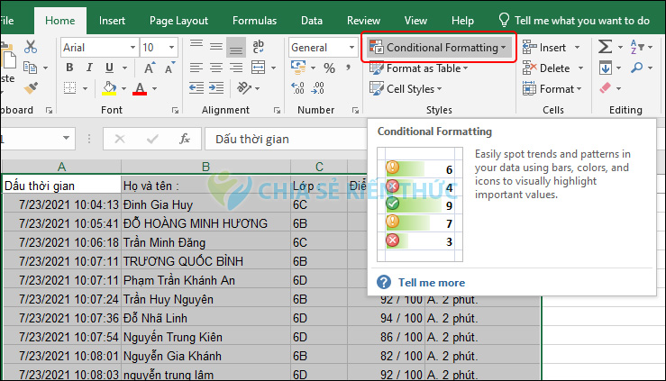 Cách đổi màu ô theo điều kiện trong Microsoft Excel