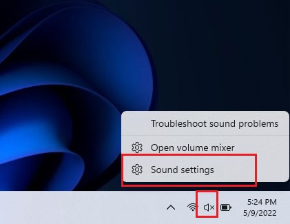 Bấm chọn Sound Settings