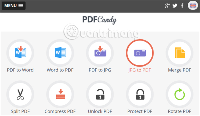 Giao diện trang web PDF Candy