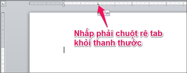 Bạn chỉ cần giữ trái chuột vào vị trí tab trên thanh thước kẻ