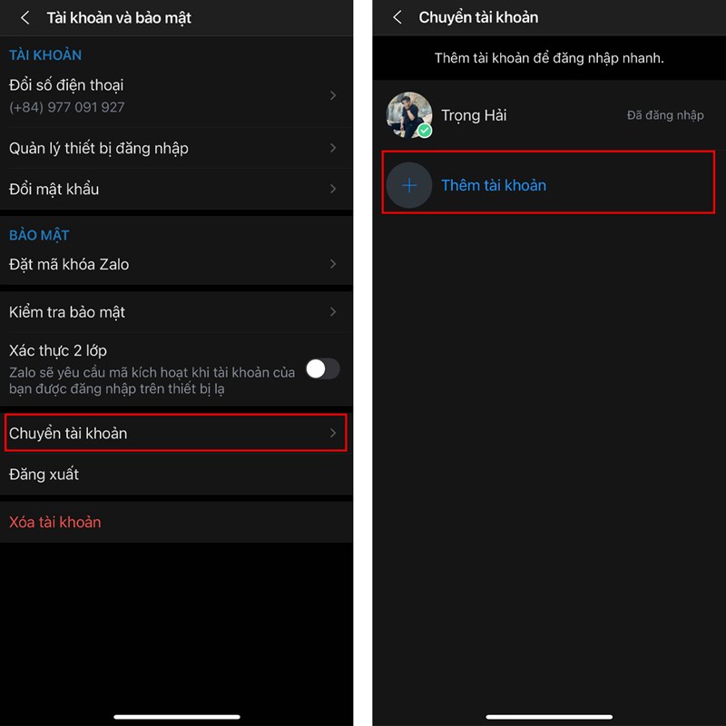 Cách thêm tài khoản Zalo