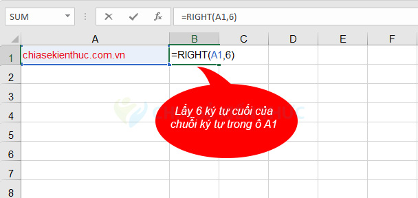 Hưỡng dẫn sử dụng Hàm RIGHT trong Excel