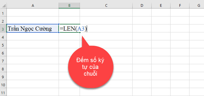 Hướng dẫn sử dụng Hàm LEN đếm chuỗi trong Excel