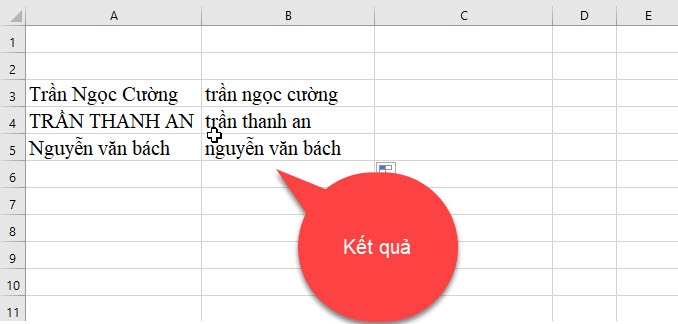 kết quả chuyển chuỗi sang chữ thường