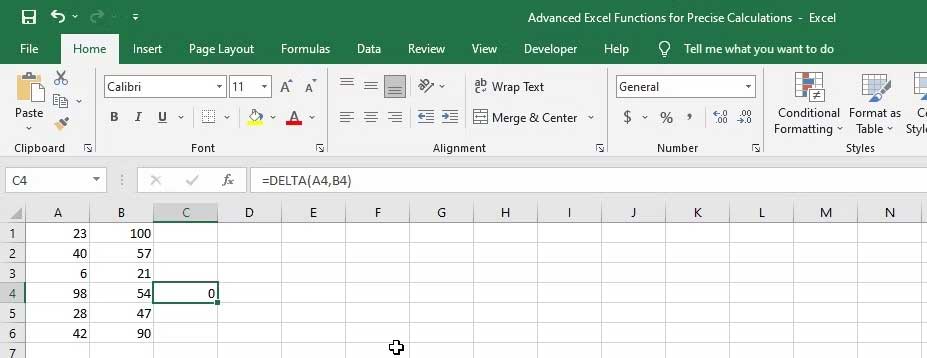 Hàm DELTA trong Excel