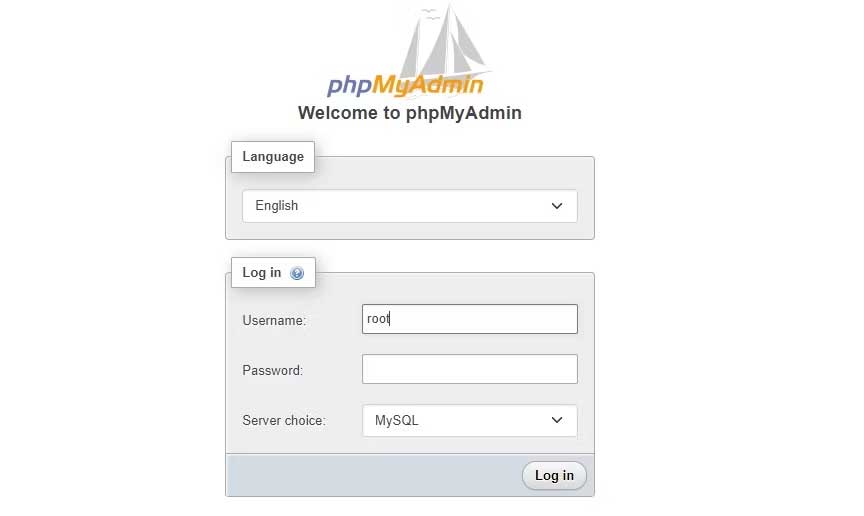 Giao diện phpMyAdmin