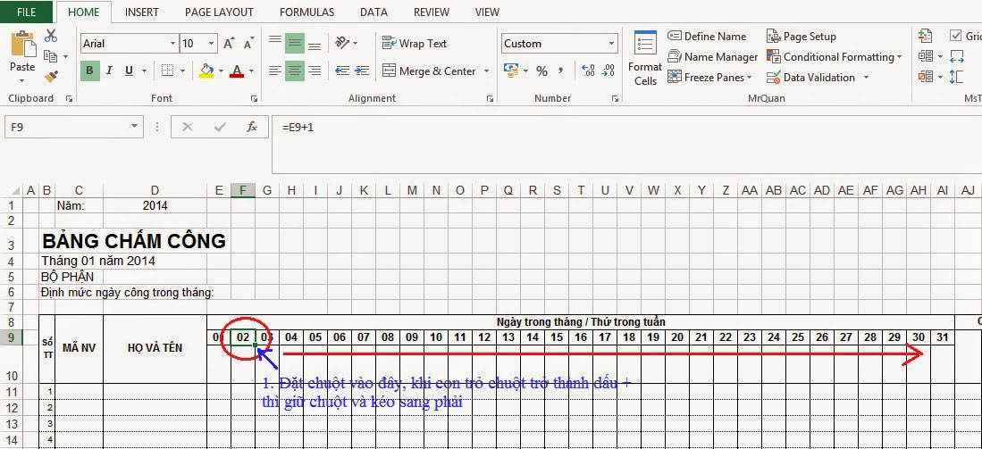 Hướng dẫn chi tiết cách tạo bảng chấm công trên Excel