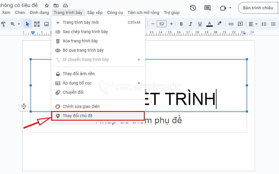 Đổi chủ đề theme trong Google Slides