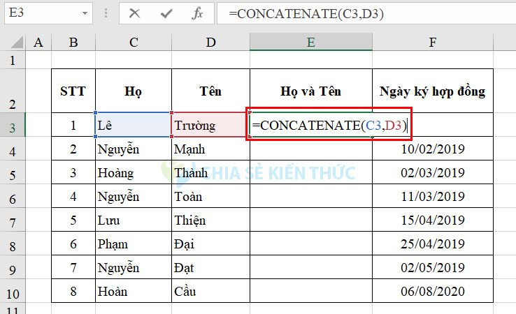 Nhập cú pháp ghép các chuỗi kí tự thông thường