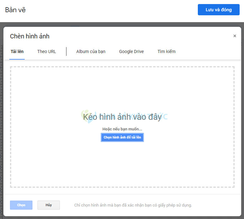 Chèn ảnh vào bản vẽ trong Google Docs