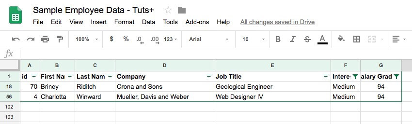 Áp dụng bộ lọc hai cấp độ cho bảng tính trên Google Sheets