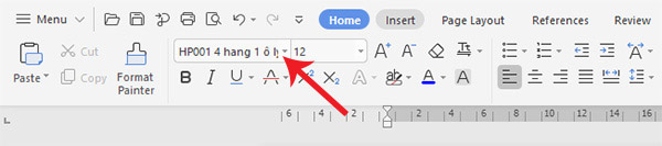 Chọn font HP001 4 hàng 1 ô ly