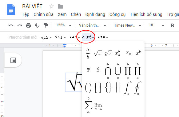 Công cụ soạn thảo văn bản trên Google Docs