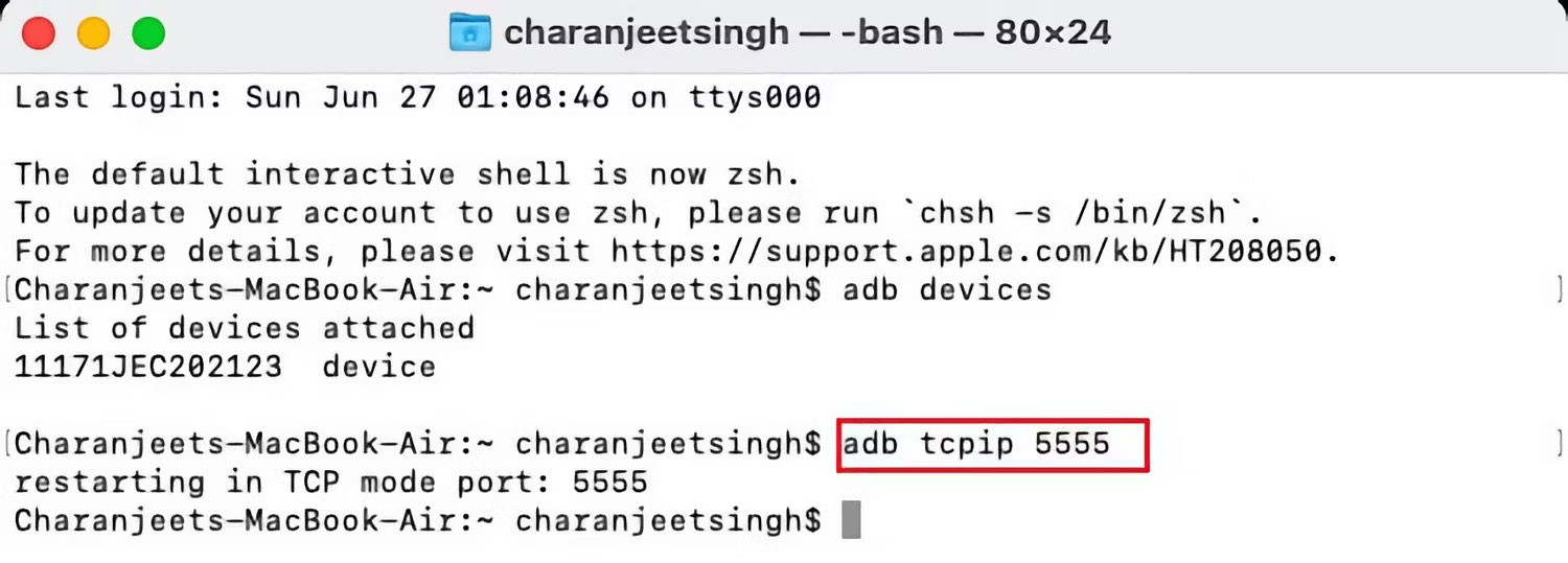 Kết nối Android với ADB qua TCP