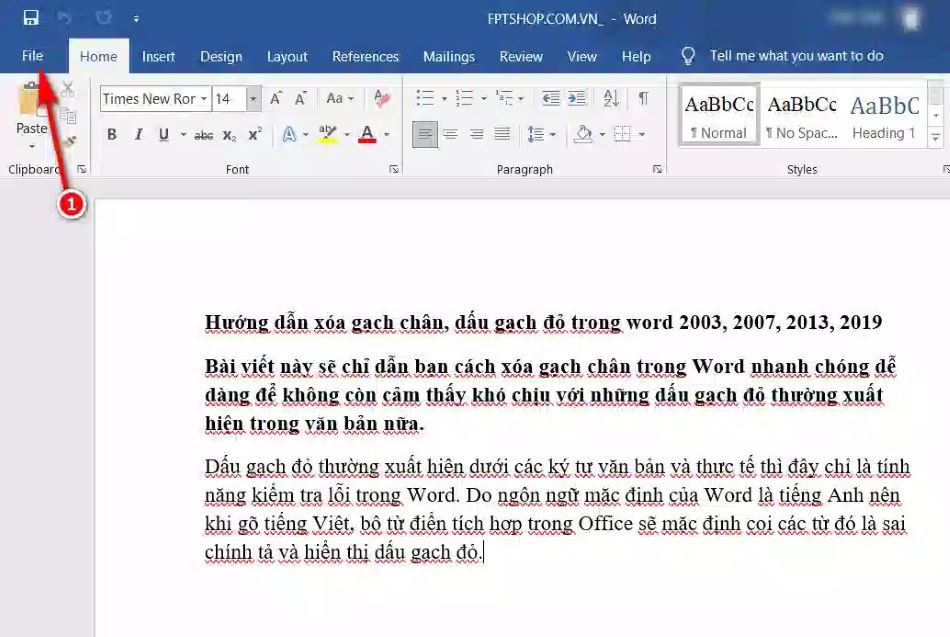 Cách bỏ dấu gạch đỏ trong Word