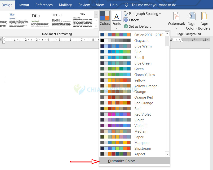 Hướng dẫn tạo bộ màu tùy chỉnh trong Word
