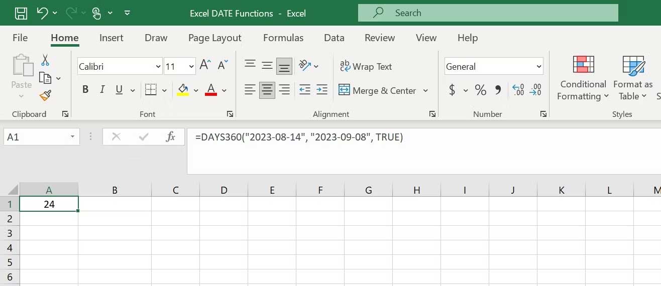 Hàm DAY360 trong Excel