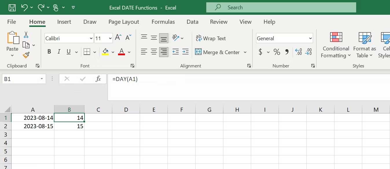 Hàm DAY trong Excel