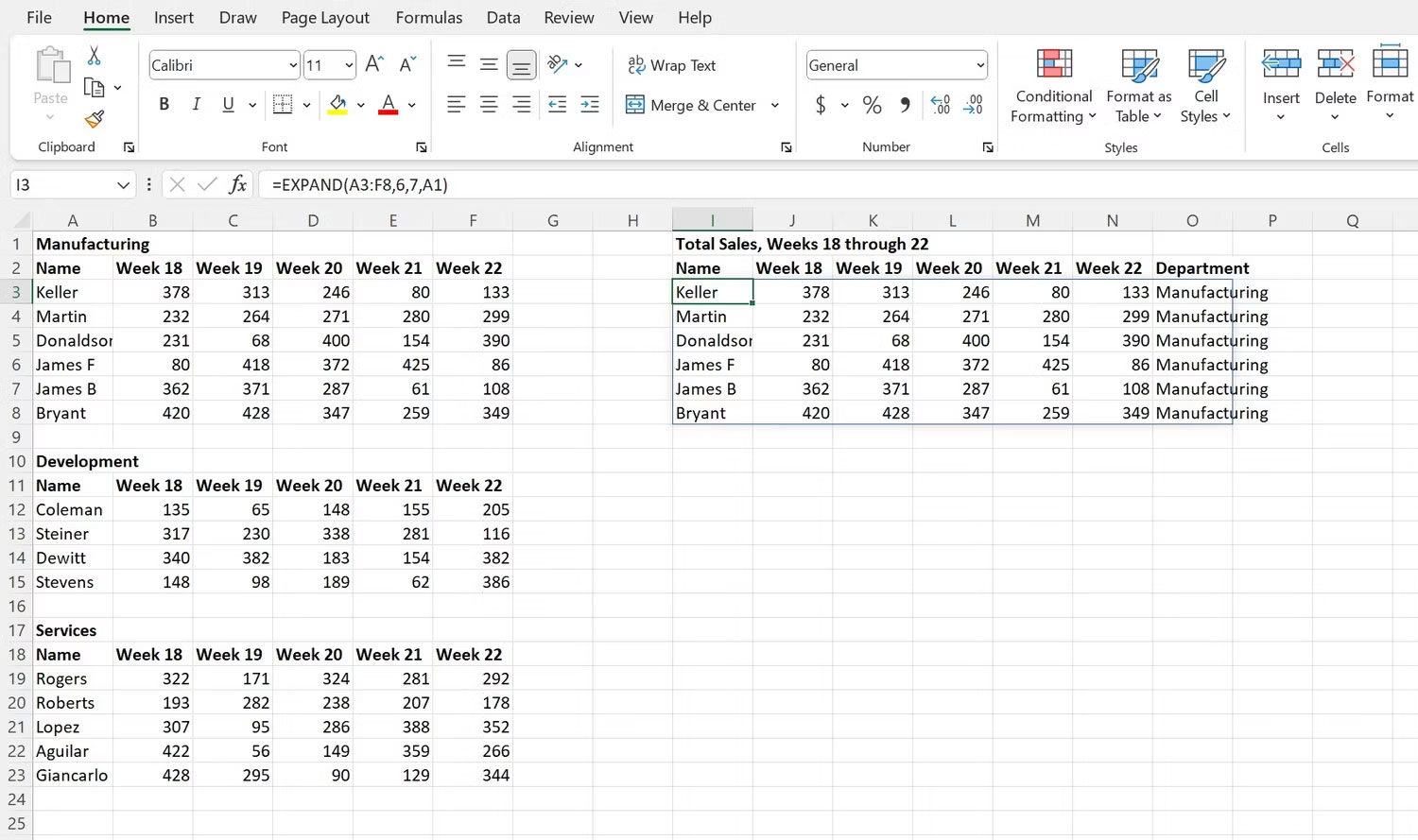 Tìm hiểu cú pháp của hàm EXPAND trong Excel - Bước 2