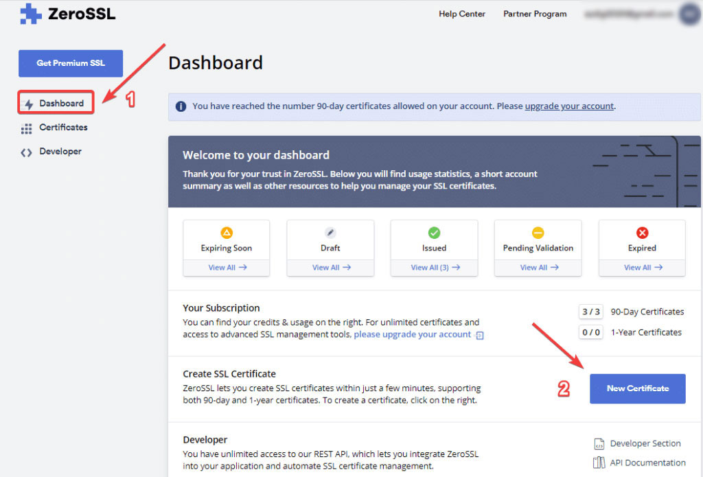 Hướng dẫn lấy chứng chỉ SSL ZeroSSL: Tạo CSR và chọn thời hạn SSL