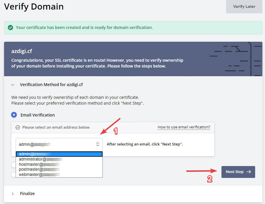 Hướng dẫn lấy chứng chỉ SSL ZeroSSL: Xác thực domain