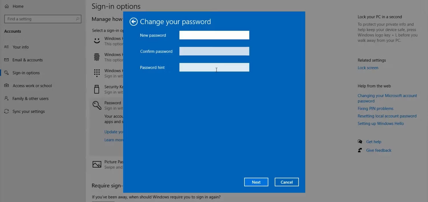Khắc phục lỗi “We’ll Need Your Current Windows Password One Last Time”