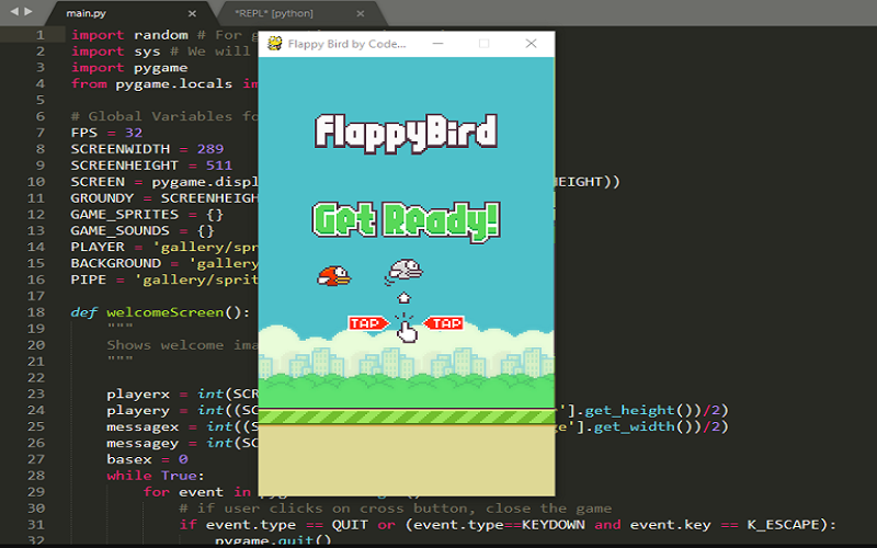 Hình 3. Giao diện game Flappy Bird với PythonTổn