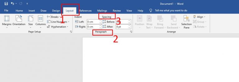 Giãn dòng trong Word bằng spacing trong Page Layout - 1