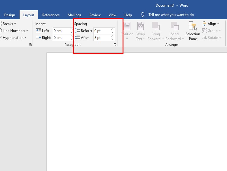 Giãn dòng trong Word bằng spacing trong Page Layout - 2