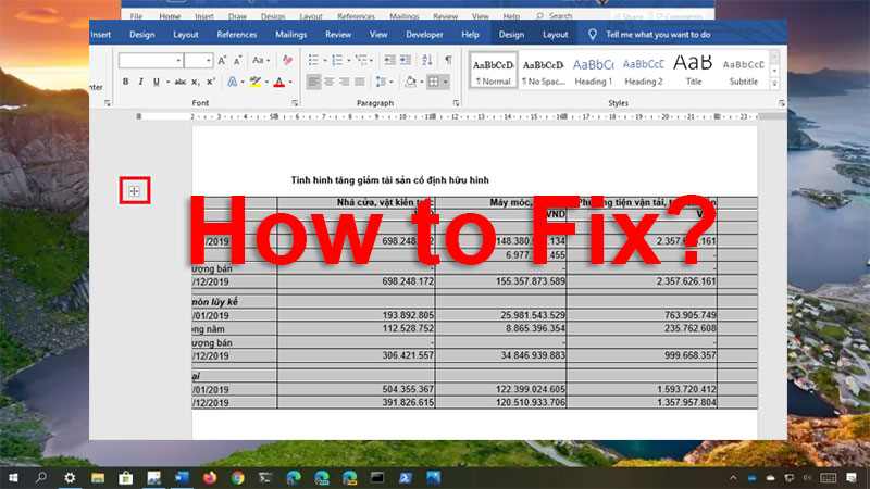 Cách khắc phục lỗi bảng trong Word bị tràn lề