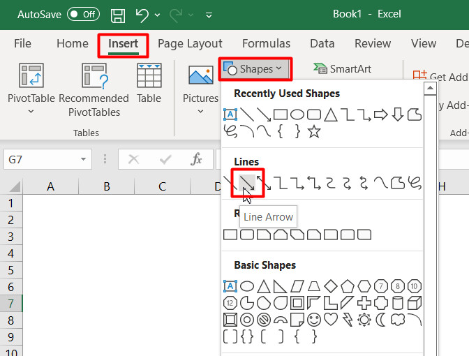 Hướng dẫn cách vẽ đường thẳng và vẽ mũi tên trong Excel cực nhanh - 12
