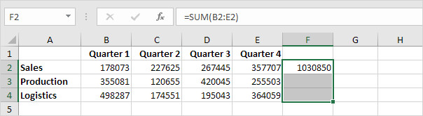 Các phím tắt để nhập công thức trong Excel - 2