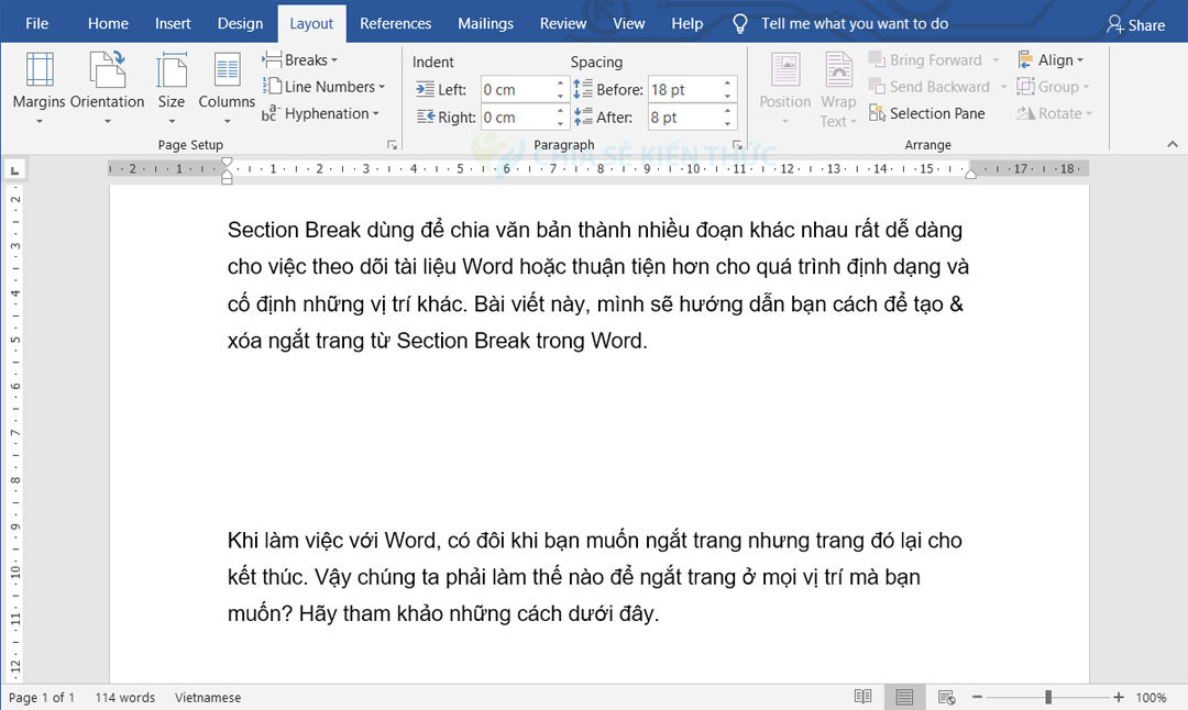 Cách tạo ngắt trang trong Word - Bước 2.2